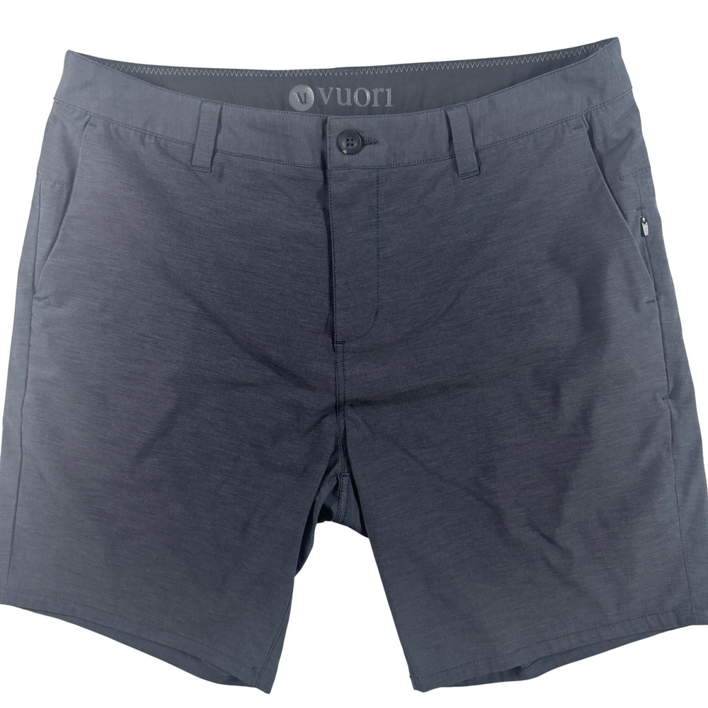 Vuori Aim Shorts Mens 34 Charcoal Grey Performance Stretch Casual 8" Inseam